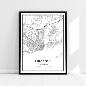 | d’affiche d’impression de carte de Kingston Carte de l’Ontario imprimer la toile de l’affiche | Bande d’affiche imprimée sur la carte de la ville de Kingston