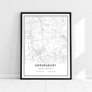 Shrewsbury map print poster canvas | New Jersey map print poster canvas | Shrewsbury city map print poster canvas