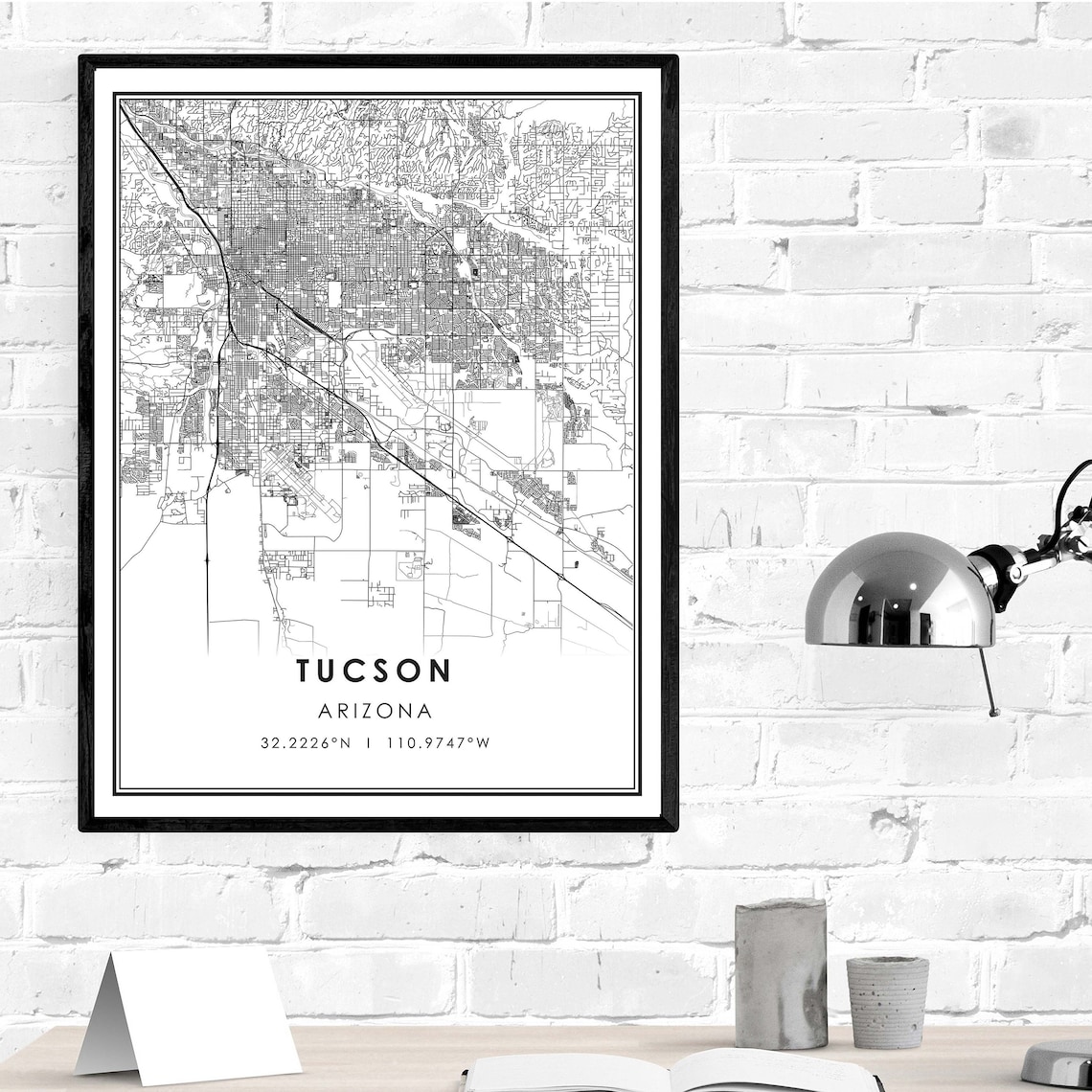 Tucson map print poster canvas Tucson city map print poster | Etsy