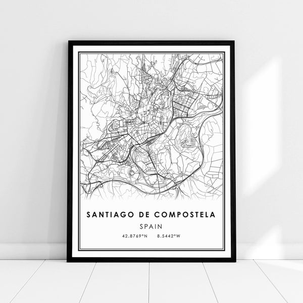 Santiago de Compostela Spain map print poster canvas | Santiago de Compostela city map print poster canvas