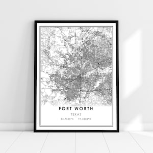 Fort Worth map print poster canvas | Texas map print poster canvas | Fort Worth city map print poster canvas