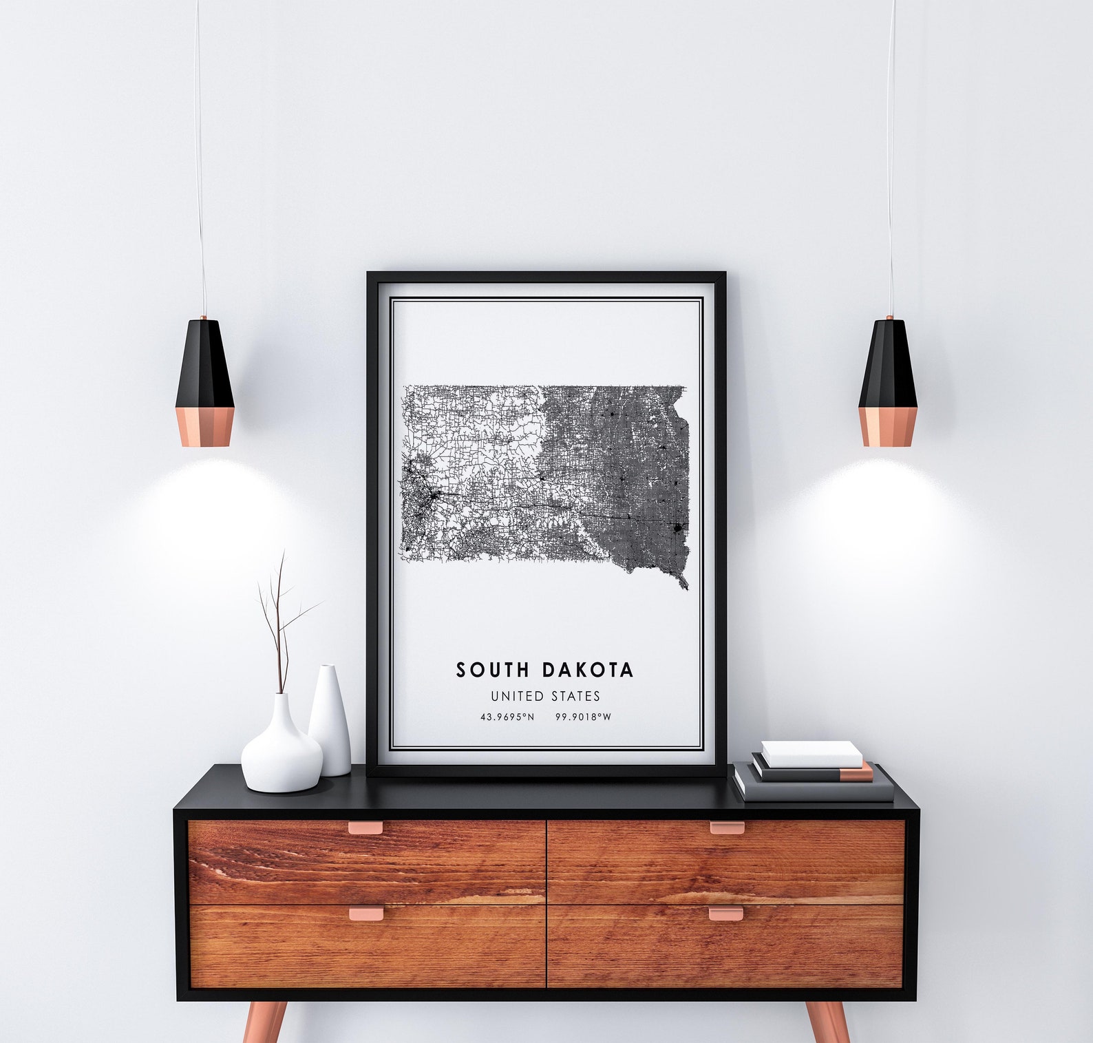 South Dakota Map Print Poster Canvas South Dakota Road Map - Etsy