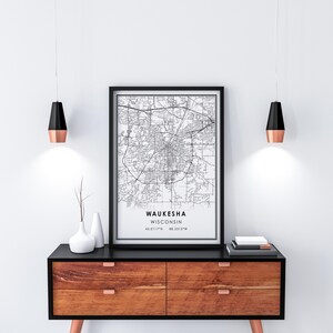 Waukesha map print poster canvas Wisconsin map print poster canvas Waukesha city map print poster canvas image 6