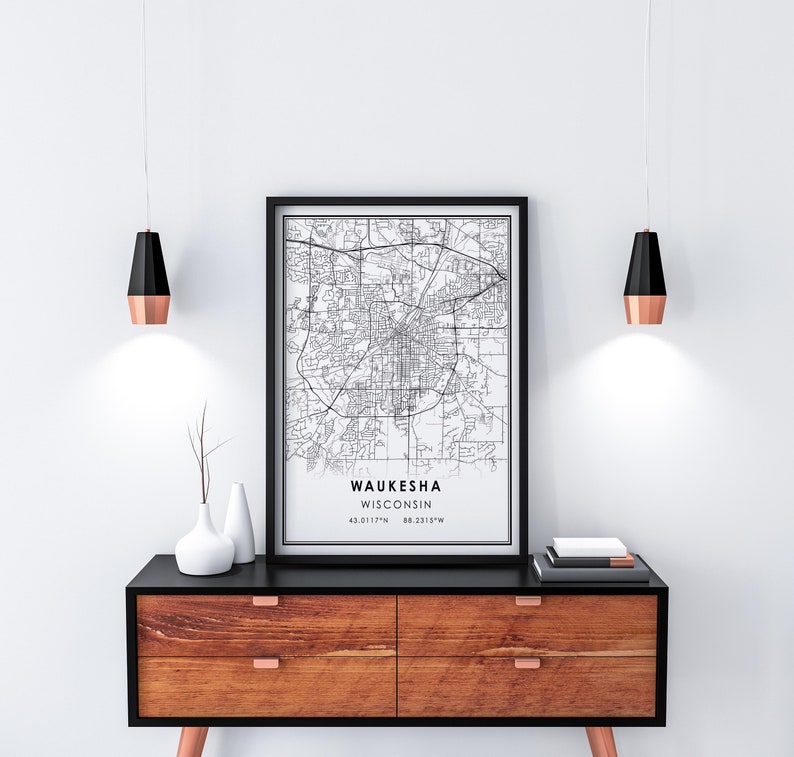 Waukesha map print poster canvas Wisconsin map print poster canvas Waukesha city map print poster canvas image 6