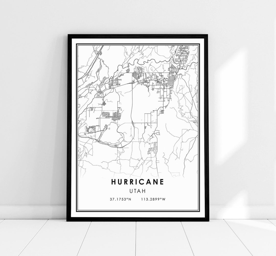 Hurricane Utah Map Print Poster Canvas Utah Hurricane Map Print Poster