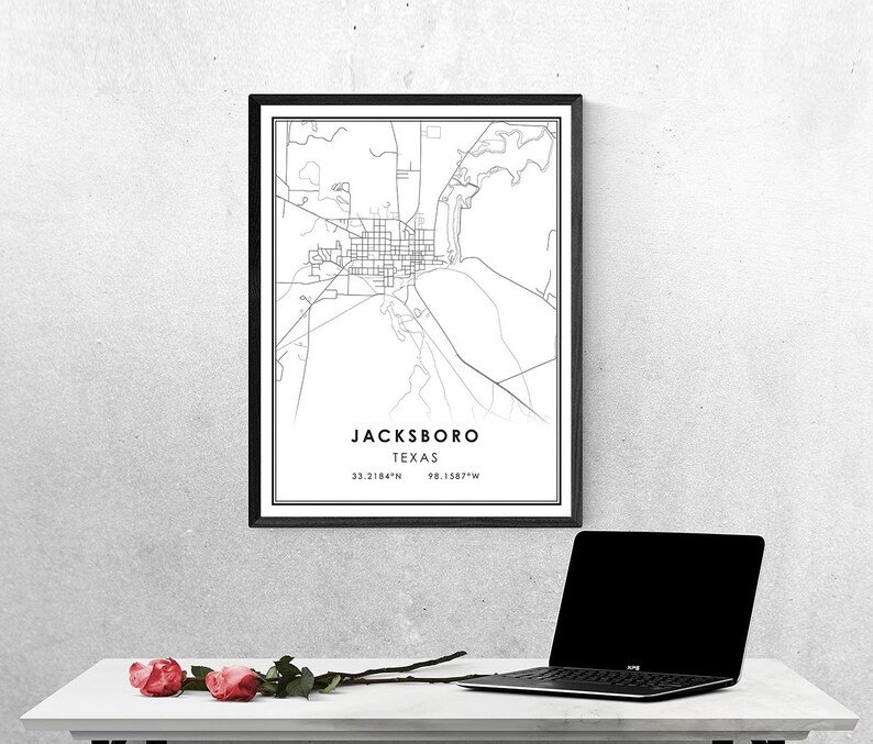 Jacksboro map print poster canvas Texas map print poster Etsy