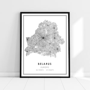 Belarus map print poster canvas | Belarus Country map print poster canvas