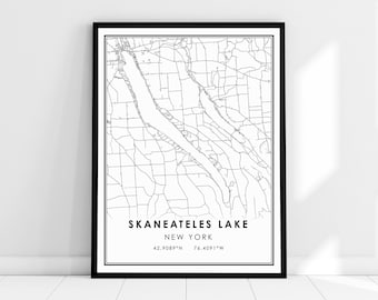 Skaneateles Lake New York map print poster canvas | Skaneateles Lake city map print poster canvas