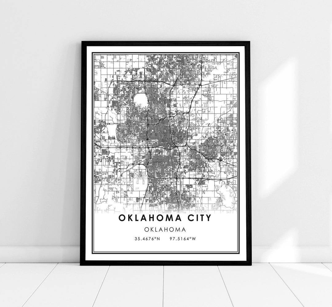 Oklahoma City Map Print Poster Canvas Oklahoma Map Print Poster Canvas ...