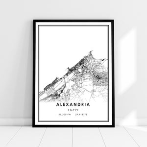 Alexandria map print poster canvas | Egypt map print poster canvas | Alexandria city map print poster canvas
