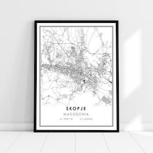 Skopje map print poster canvas | Macedonia map print poster canvas | Skopje city map print poster canvas
