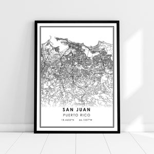 San Juan map print poster canvas | Puerto Rico map print poster canvas | San Juan city map print poster canvas