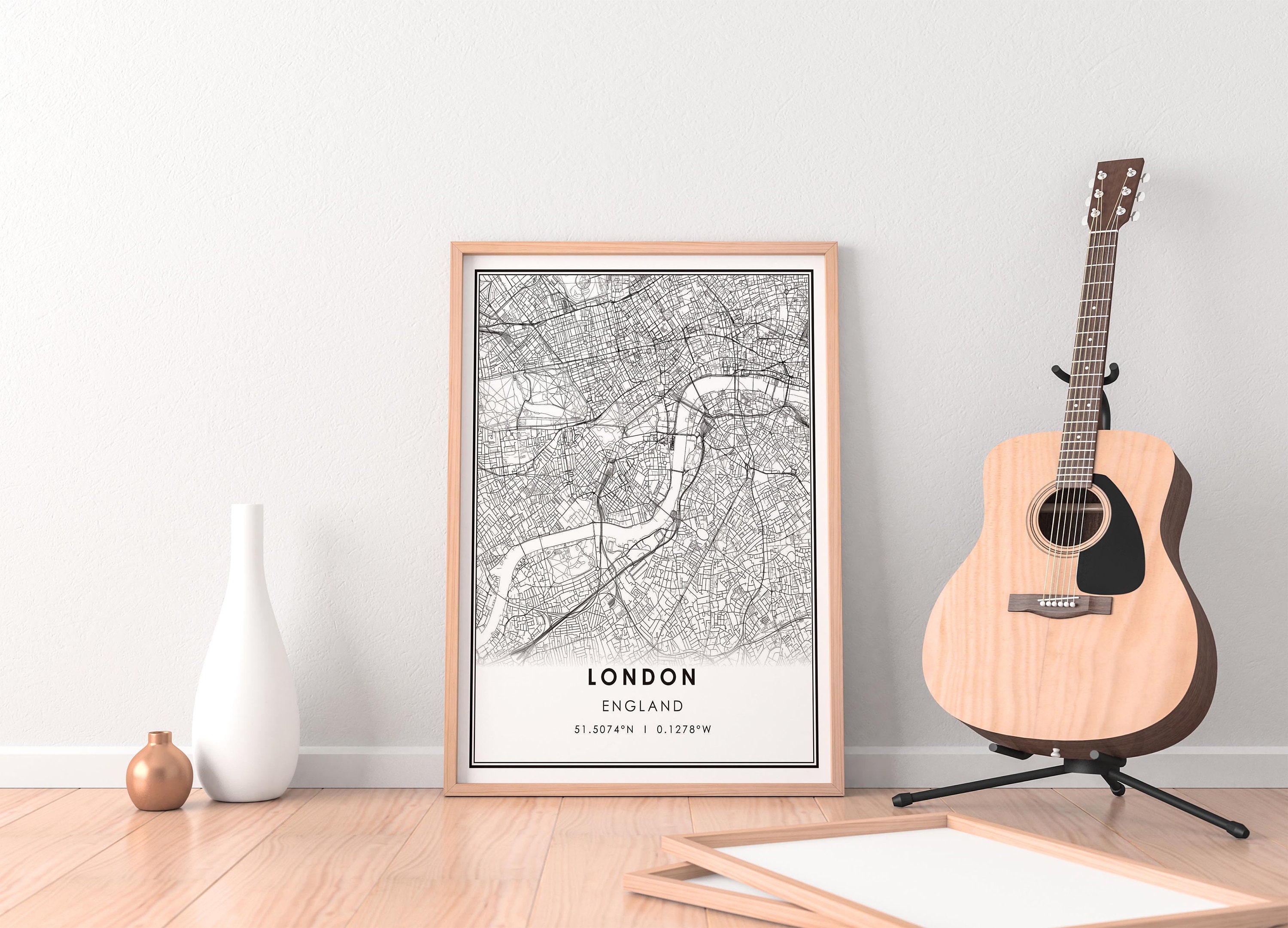Discover London map print poster canvas | England map print poster canvas