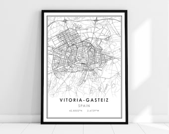 Vitoria Gasteiz map print poster canvas | Spain map print poster canvas | Vitoria Gasteiz city map print poster canvas