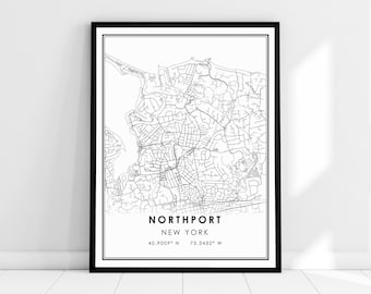 Northport New York map print poster canvas | Northport city map print poster canvas