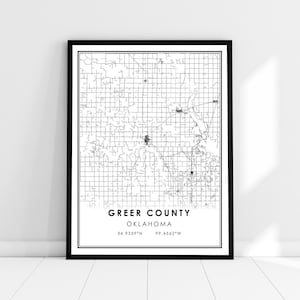 Carte du comté de Greer imprimer l’affiche sur toile | Carte du Wisconsin imprimer l’affiche | Carte de la ville du comté de Greer imprimer l’affiche canvas