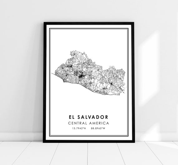 El Salvador map print poster canvas | El Salvador road map print poster canvas