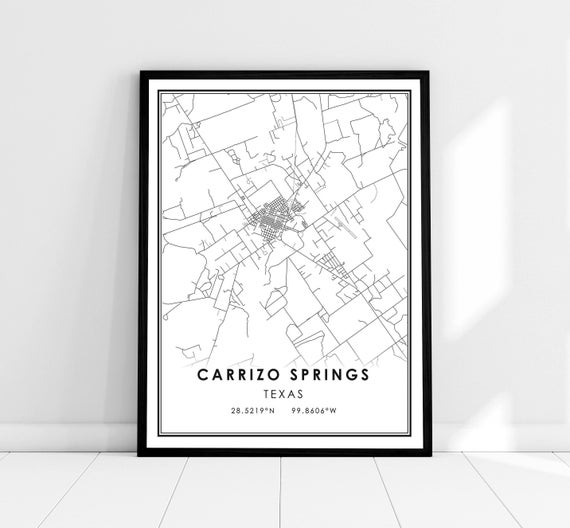 Carrizo Springs Map Print Poster Canvas Texas Map Print Etsy
