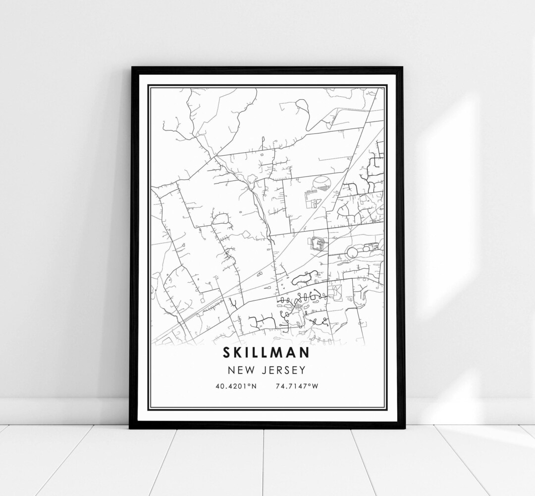 Skillman New Jersey mapa imprimir póster lienzo / Skillman Mapa de Nueva Jersey imprimir póster