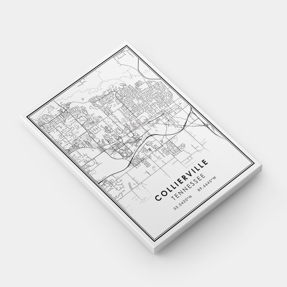 Collierville Map Print Poster Canvas | Tennessee Map Print Poster ...