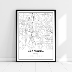 Macedonia map print poster canvas | Ohio map print poster canvas | Macedonia road map print poster canvas