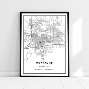 Cheyenne map print poster canvas | Wyoming map print poster canvas | Cheyenne city map print poster canvas