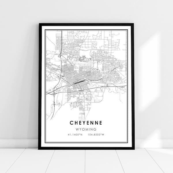 Cheyenne map print poster canvas | Wyoming map print poster canvas | Cheyenne city map print poster canvas