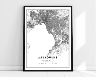 Melbourne map print poster canvas | Australia map print poster canvas | Melbourne city map print poster canvas