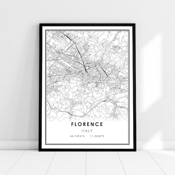 Florence map print poster canvas | Italy map print poster canvas | Florence city map print poster canvas