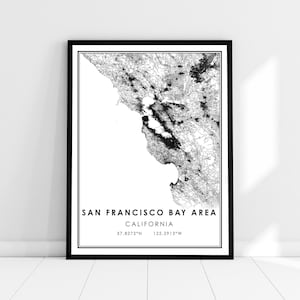 San Francisco Bay Area map print poster canvas | California map print poster canvas | San Francisco Bay Area city map print poster canvas