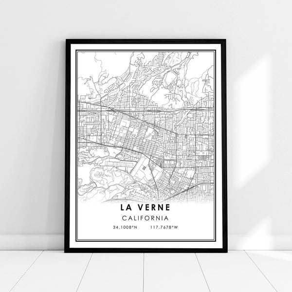 La Verne map print poster canvas | California map print poster canvas | La Verne city map print poster canvas