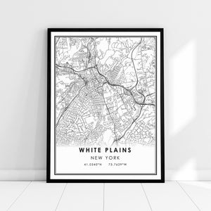 White Plains New York map print poster canvas | White Plains city map print poster canvas