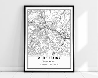 White Plains New York map print poster canvas | White Plains city map print poster canvas