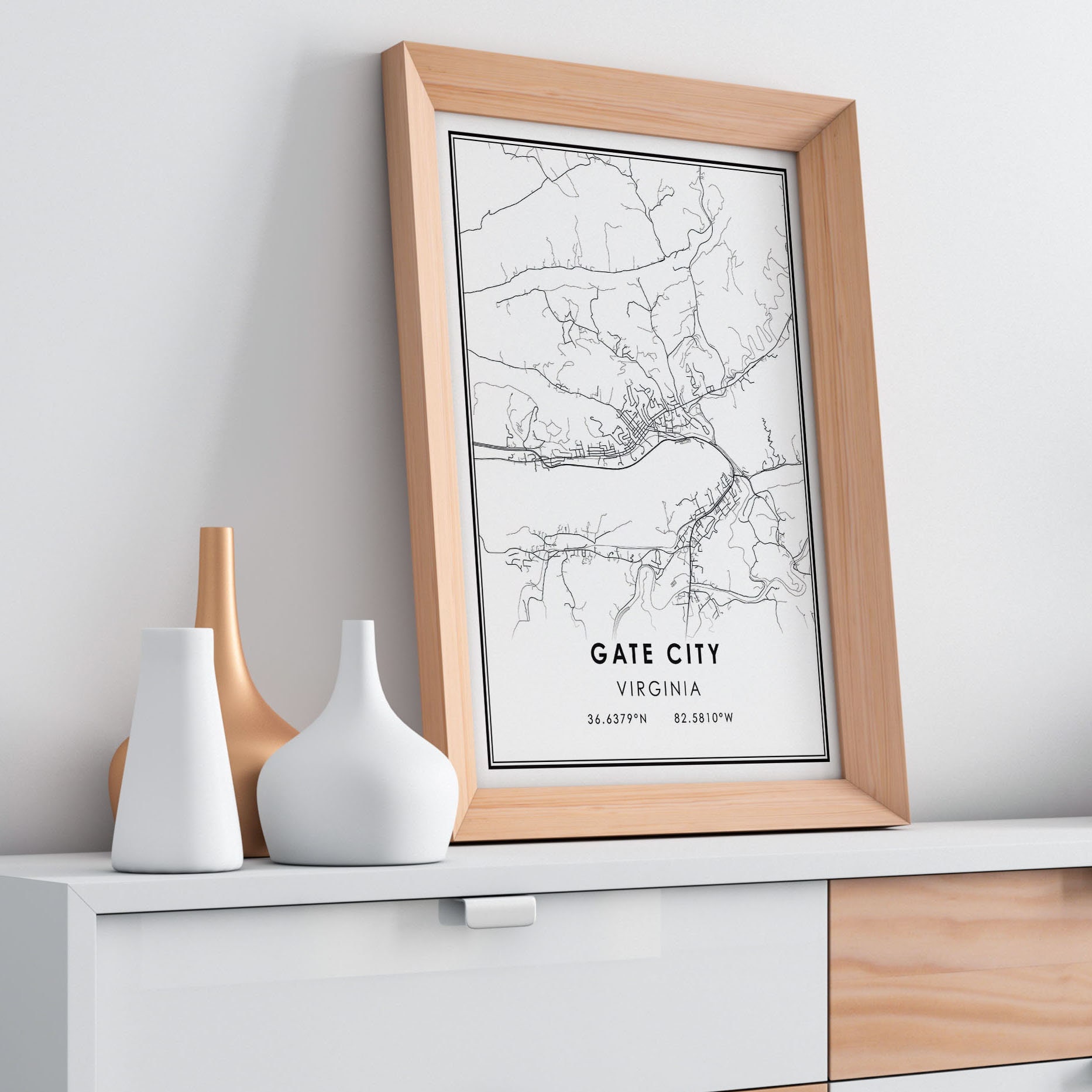 Gate City Virginia Map Print Poster Canvas Gate City City Etsy Canada