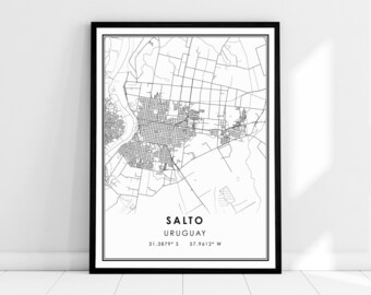 Salto Uruguay map print poster canvas | Salto city map print poster canvas