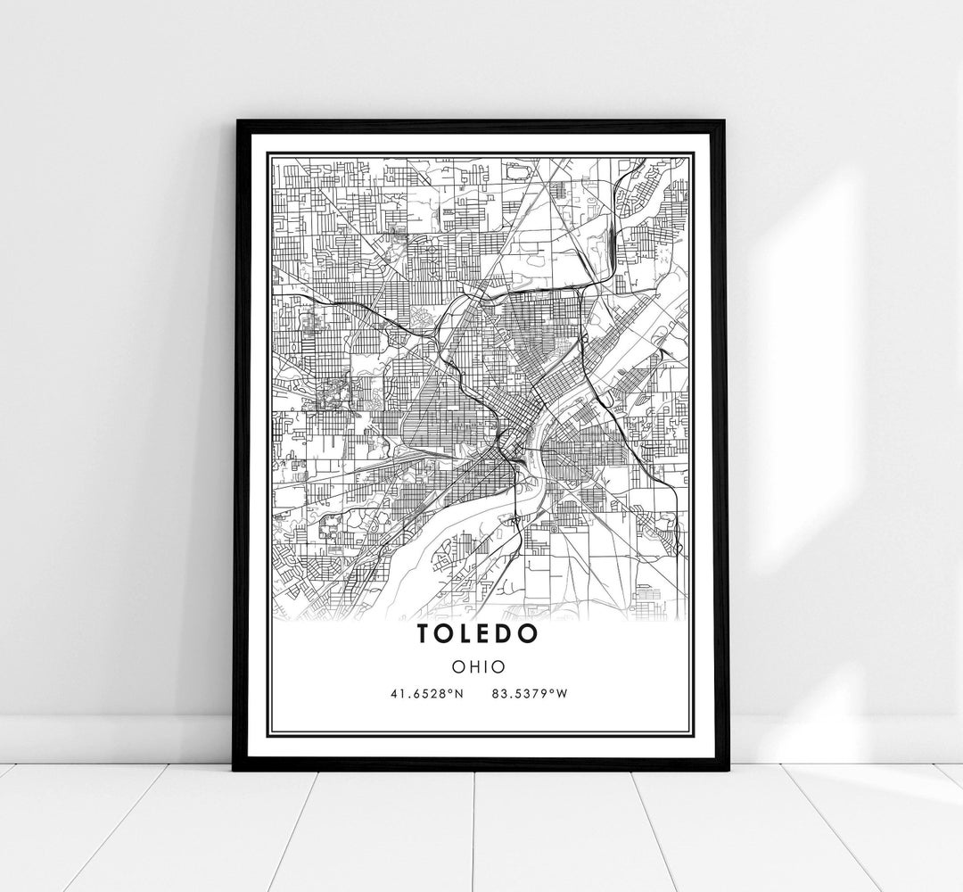 Toledo map print poster canvas | Ohio map print poster canvas | Toledo city map print poster canvas - Poster, 16x20 inches