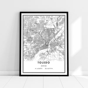 Toledo map print poster canvas | Ohio map print poster canvas | Toledo city map print poster canvas