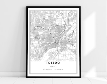 Toledo map print poster canvas | Ohio map print poster canvas | Toledo city map print poster canvas