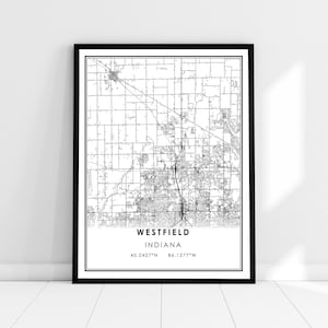 Westfield map print poster canvas | Indiana map print poster canvas | Westfield city map print poster canvas
