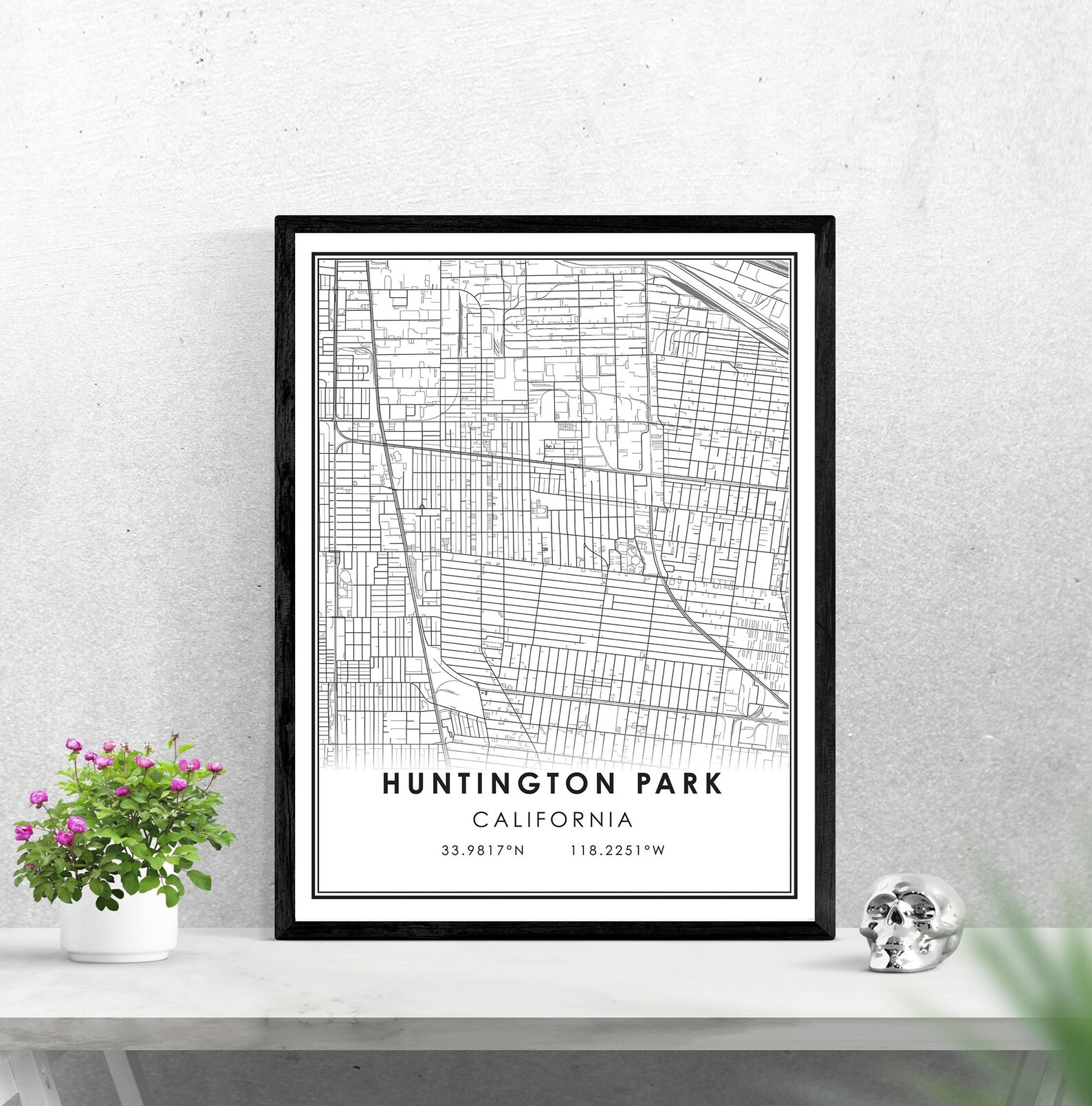 Huntington Park map print poster canvas California Park map  Etsy