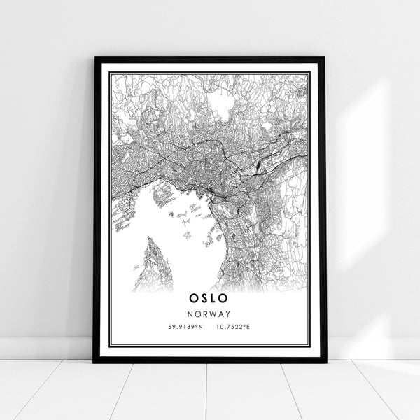 Oslo map print poster canvas | Norway map print poster canvas | Oslo city map print poster canvas