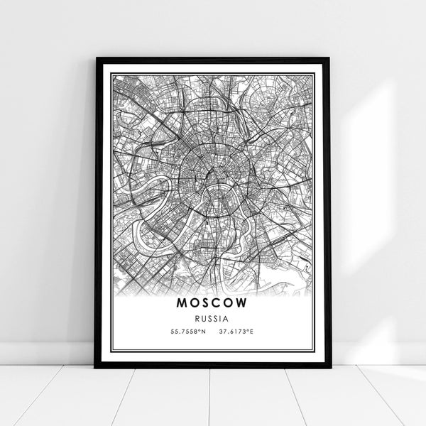 Moscow map print poster canvas | Russia map print poster canvas | Moscow city map print poster canvas