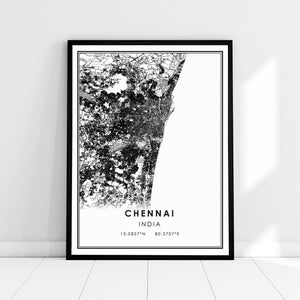 Chennai India map print poster canvas | India Chennai  map print poster canvas | Chennai India city map print poster canvas