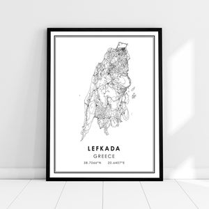 Lefkada map print poster canvas | Greece map print poster canvas | Lefkada city map print poster canvas