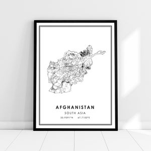 Afghanistan country map print poster canvas | Afghanistan Country road map print poster canvas