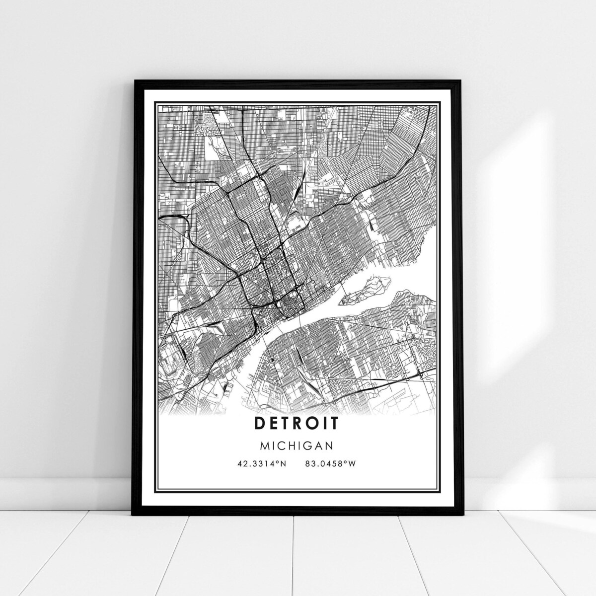 Detroit Printed Map, Ready to Hang, Etsy Wall Art