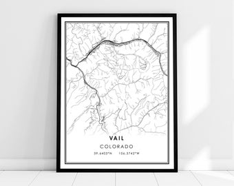 Vail map print poster canvas | Colorado map print poster canvas | Vail city map print poster canvas