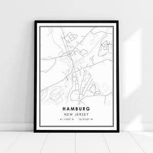 Hamburg New Jersey map print poster canvas | Hamburg city map print poster canvas