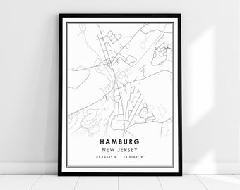 Hamburg New Jersey map print poster canvas | Hamburg city map print poster canvas