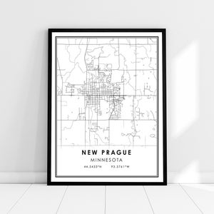 New Prague map print poster canvas | Minnesota map print poster canvas | New Prague city map print poster canvas